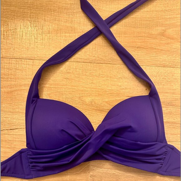 NEW! $50 VENUS Lovely Lift Halter Push Up Bikini Top Cobalt Blue 32DD 34D 36C - Picture 4 of 5